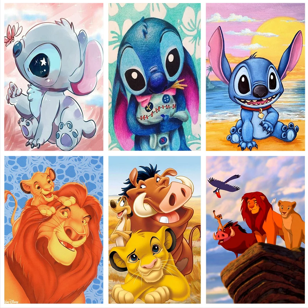 

Алмазная вышивка «ЛиЛо» из мультфильма Disney, Круглый Набор для вышивки стразами, декор для детской комнаты, ручная работа