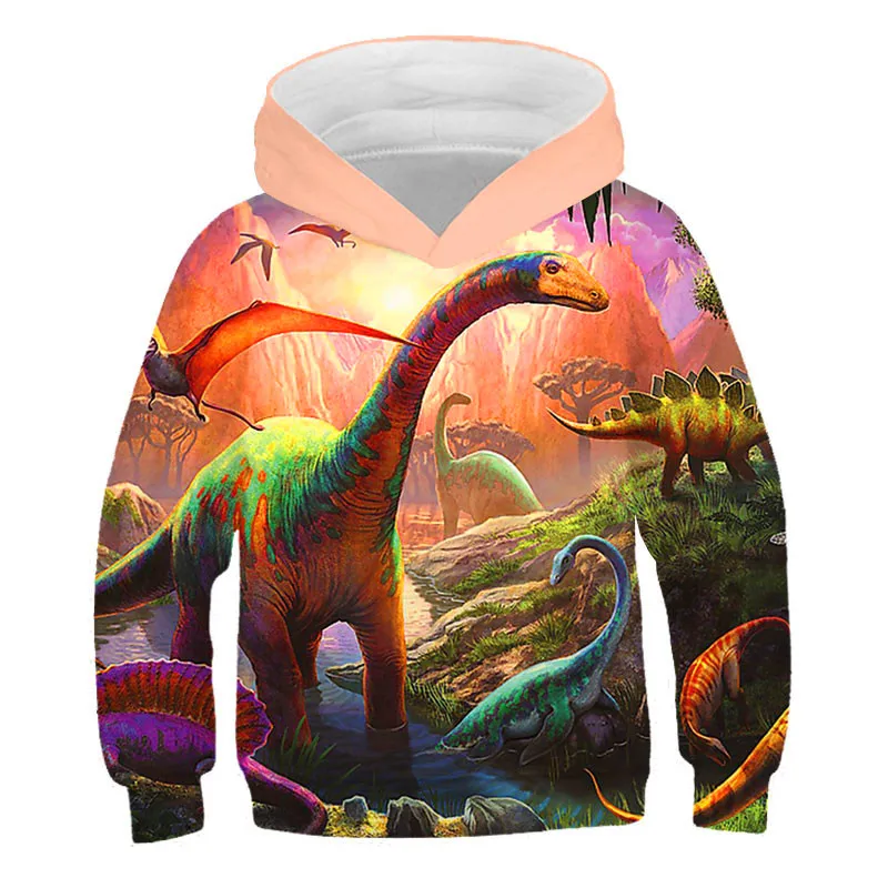 

Fashion Boy and Girl Hoodie 3D Jurassic world Cool Dinosaur Printed Hoodies Hip-Hop Hooded Long Sleeve Street Clothes 4-14T