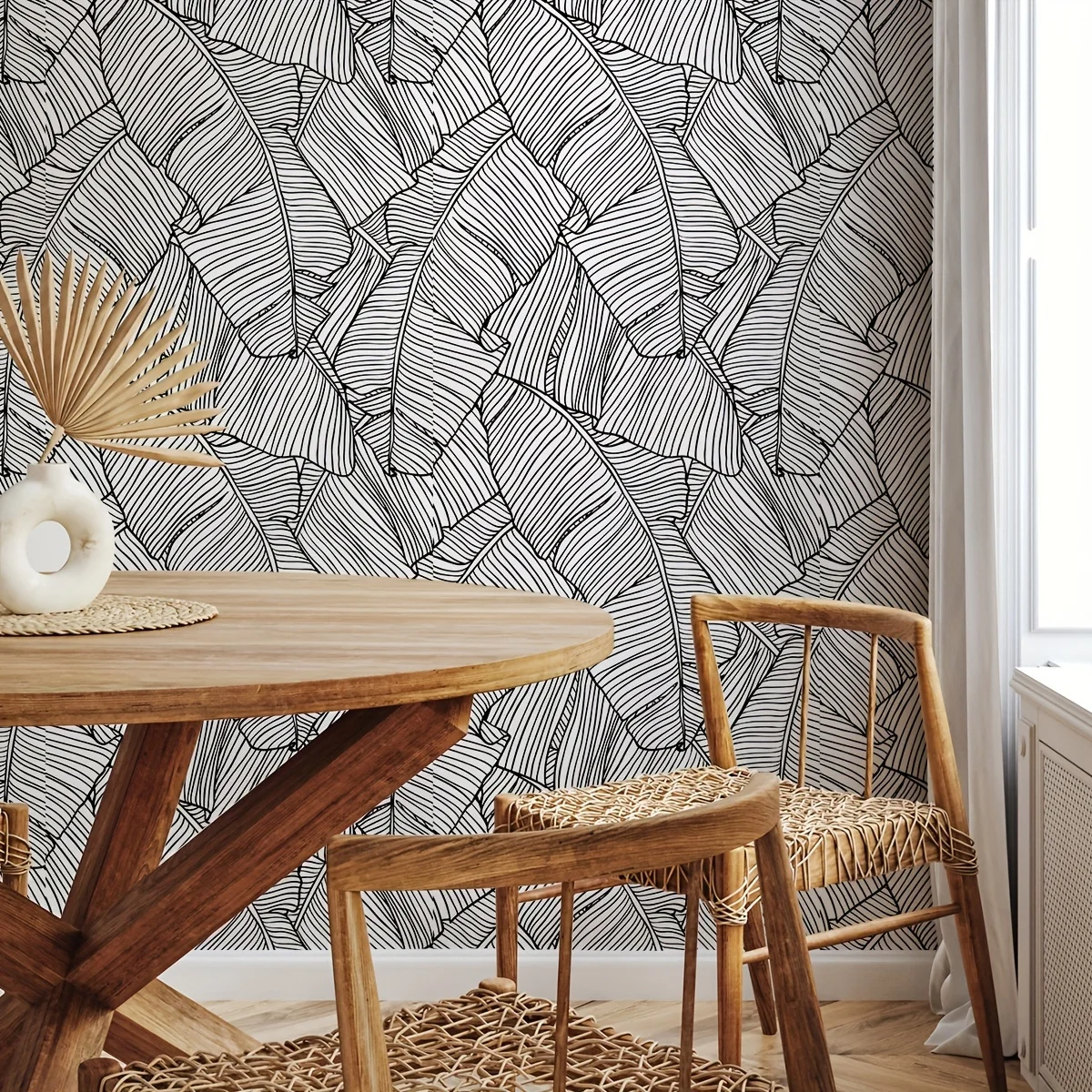 Водонепроницаемые влагостойкие утолщенные обои с черно-белым принтом 1 рулон