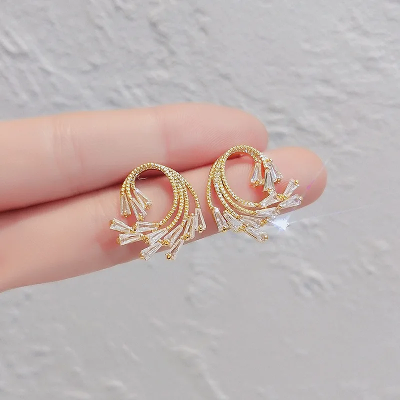 

Hot selling irregular zircon elegant luxury earrings new trendy super fairy temperament earrings female cocktail party gift