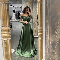 sumnus green elegant prom dresses full sleeves lace applique stain floor length party dresses robes de soir%c3%a9e vestidos de gala
