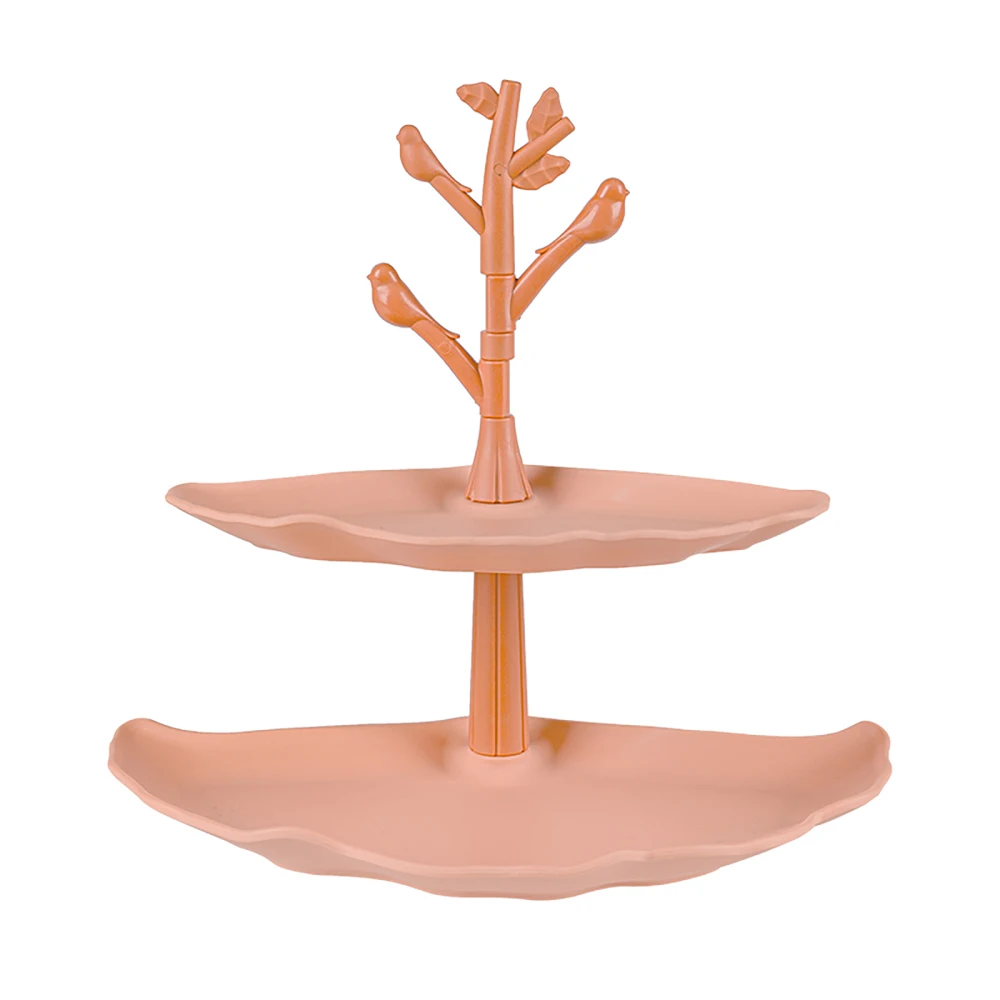 

Подставка для хранения фруктов, 2 уровня, розовый пластиковый органайзер для стола, прочная креативная тарелка 27,8X25,5 см