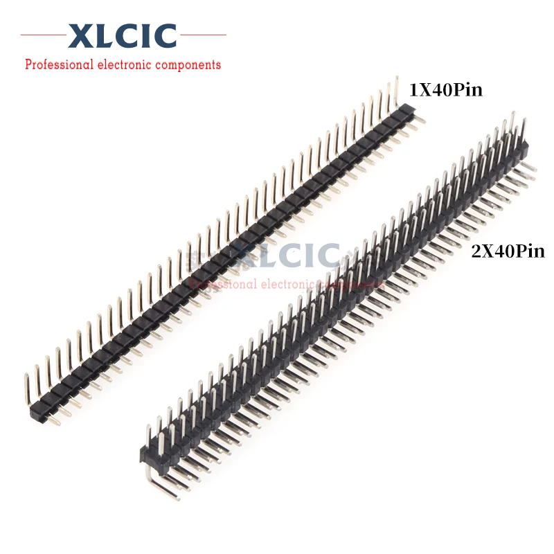 

10pcs 90 Degree 2.54mm 1x40 2x40 Pin Single and double Row Pin Header Male Right Angle Needle Connector 1*40 2*40