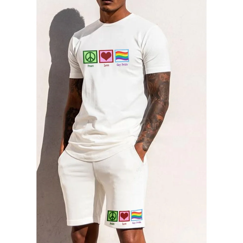 

Мужской костюм с коротким рукавом и принтом значков Badassdude