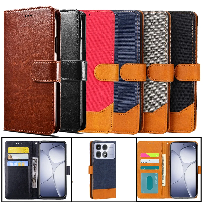 Чехол-книжка для телефона Redmi K70 ультратонкий кожаный чехол-бумажник чехол Xiaomi Pro