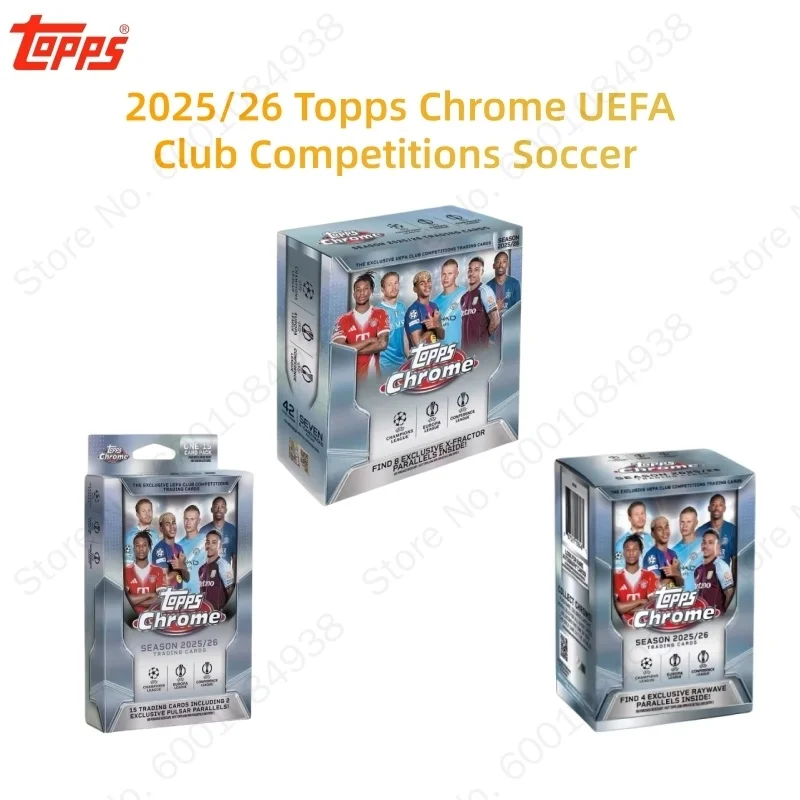 Фото Оригинальный набор коллекционных футбольных карточек Topps Chrome 2025/26 UEFA Club Competitions: Hanger/Value/Mega, лимитированная серия, рефракционные карточки №1
