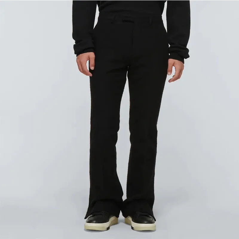 Men's Black Wool Flared Pants Korean Fashion Popular New Versatile Large Size Autumn And Winter Casual Straight Pants
