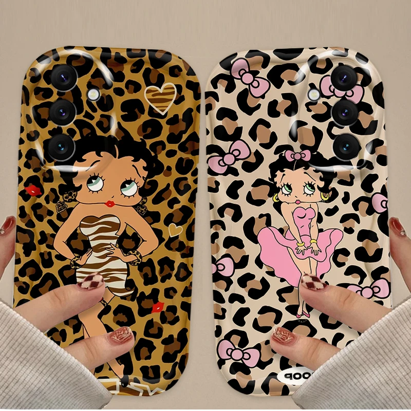 Чехол с леопардовым принтом Sexy Girl Luster 3D Wave для Samsung Galaxy A54 A34 A24 A14 A13 A53 A33 A73 A23 A52 A52S A32