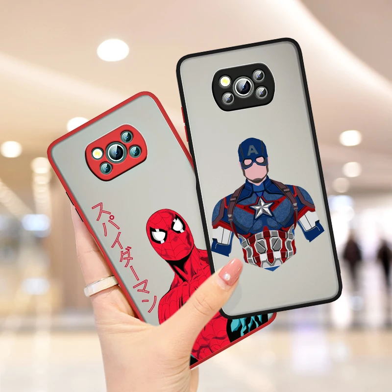 

Captain America Avengers For Xiaomi Poco X3 GT NFC M3 Mi 11 10 Ultra Pro Note10 Lite CC9E Frosted Translucent Phone Case