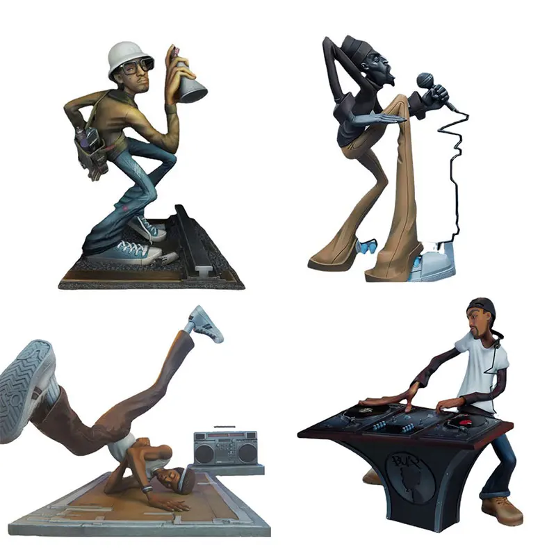 Hip Hop Elements Sculpture Artist Statue Ornament DJ Break Dance Rap Music Statue Collectibles Home Decor Souvenir Figures Gift