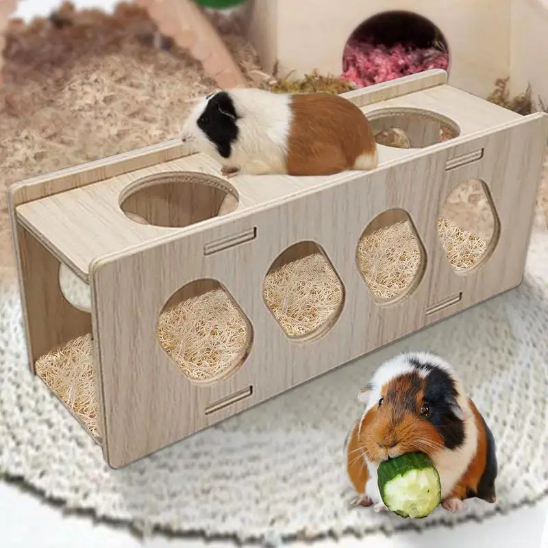 

Hamster Tunnel Escape Toy Small Wooden Hamsters Bunnies Tunnel Tube Toys Teeth Grinding Natural Wood Chew Toy Small Pet Supplies