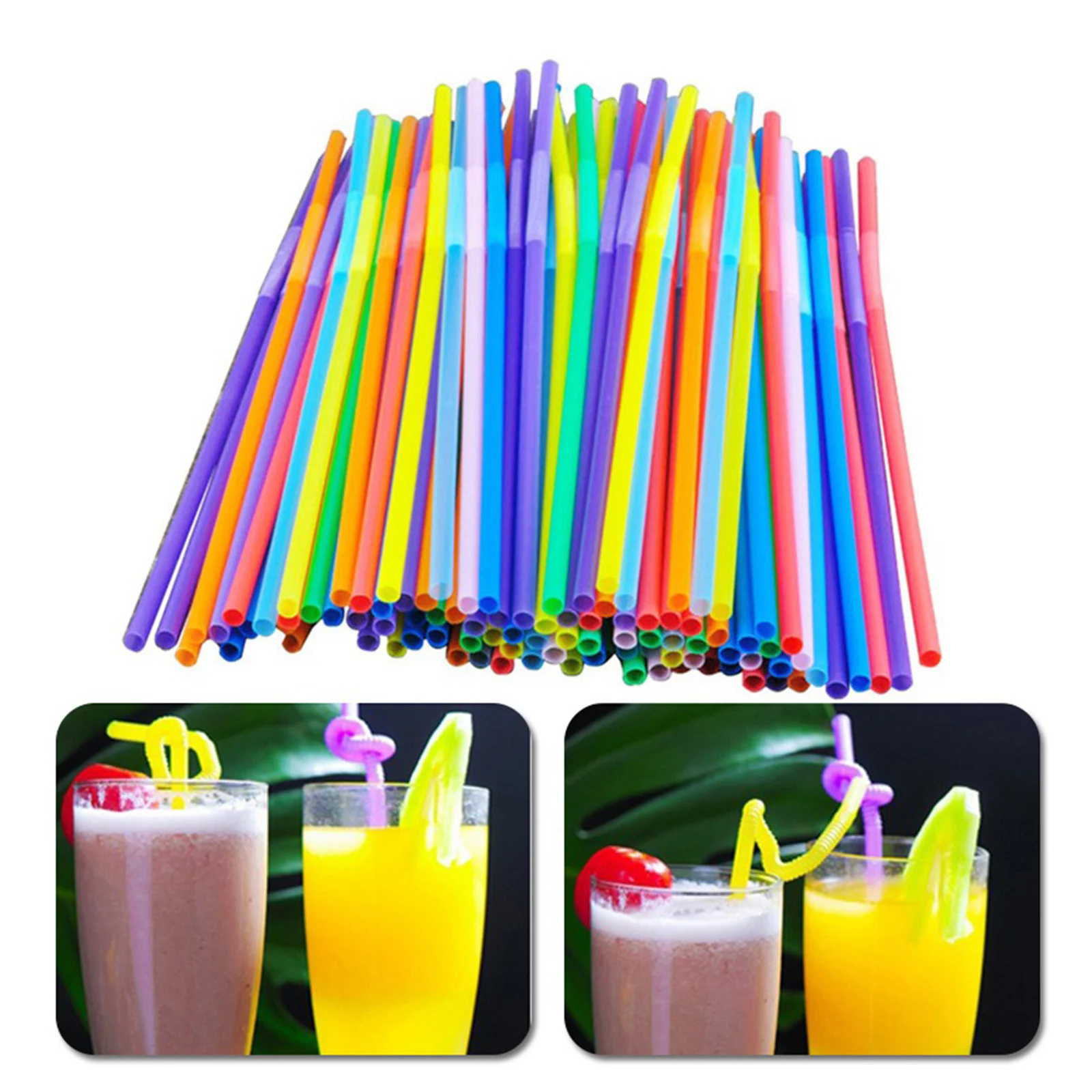 

100 шт. разноцветные пластиковые одноразовые соломинки для напитков аксессуары для свадебных баров гибкий напиток трубочки, принадлежности ...