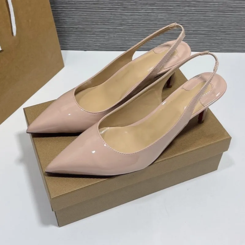 Europe and America 2023 Spring/Summer New Pointed Back Hollow Slim Heel High Heel Shoes Large Women's Sandals