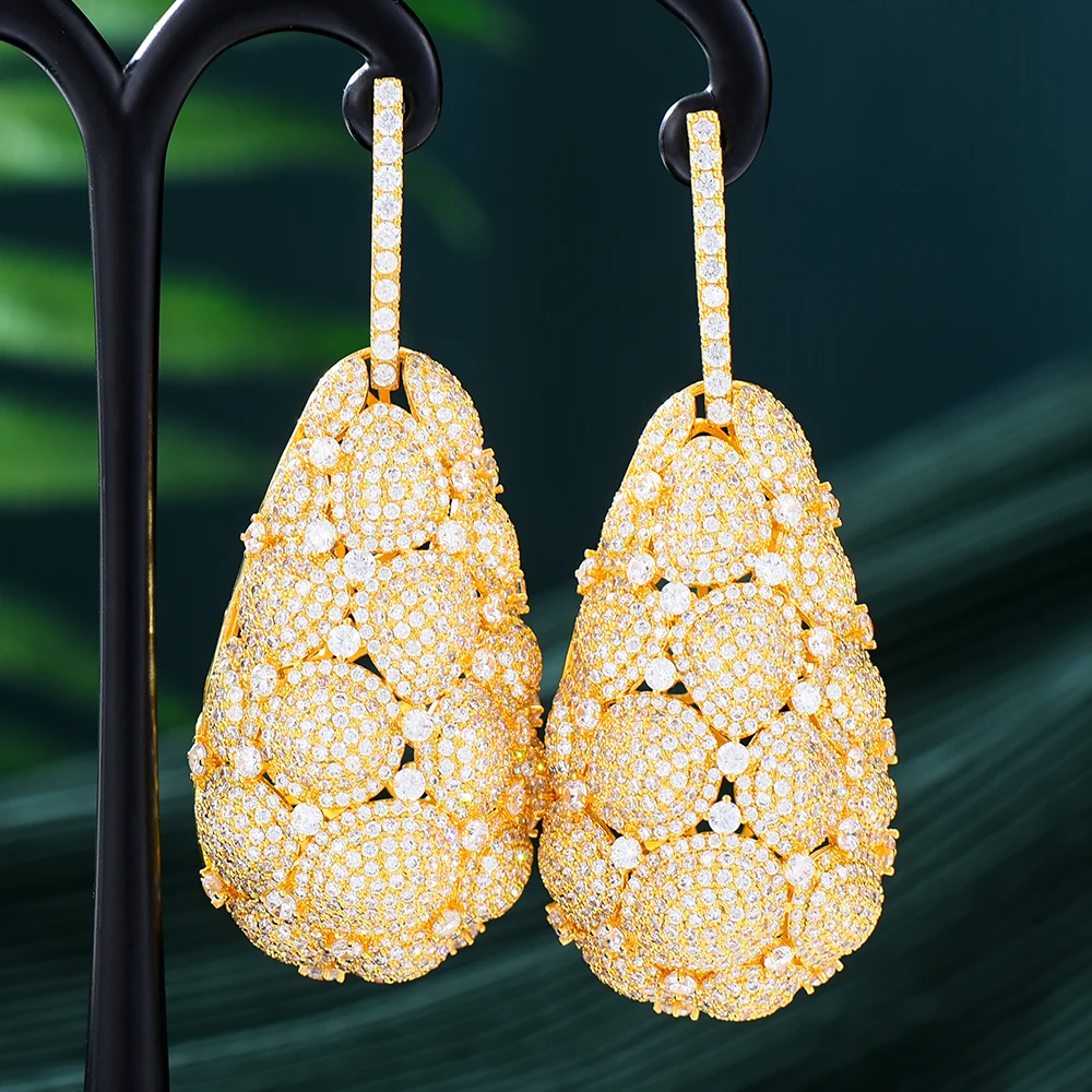 

Jimbora новые оригинальные большие висячие серьги для женщин прекрасные свадебные вечерние Роскошные великолепные сверкающие ювелирные изделия высокого качества