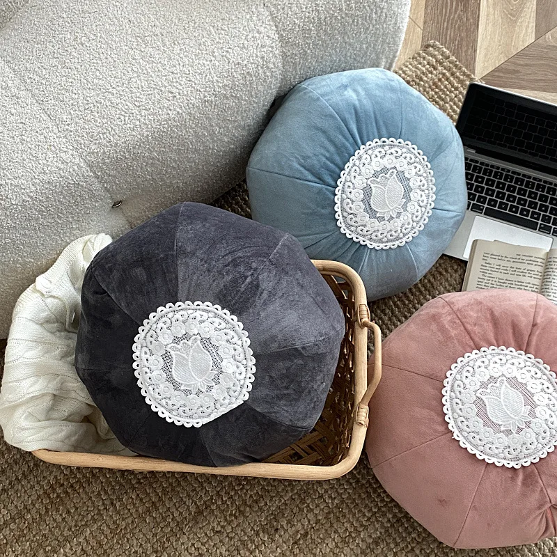 

French Lace Pumpkin Pillow with Core Nordic Style Bedside Backrest Car Sofa Cushion Living Room Tatami Cushion Home Decoration