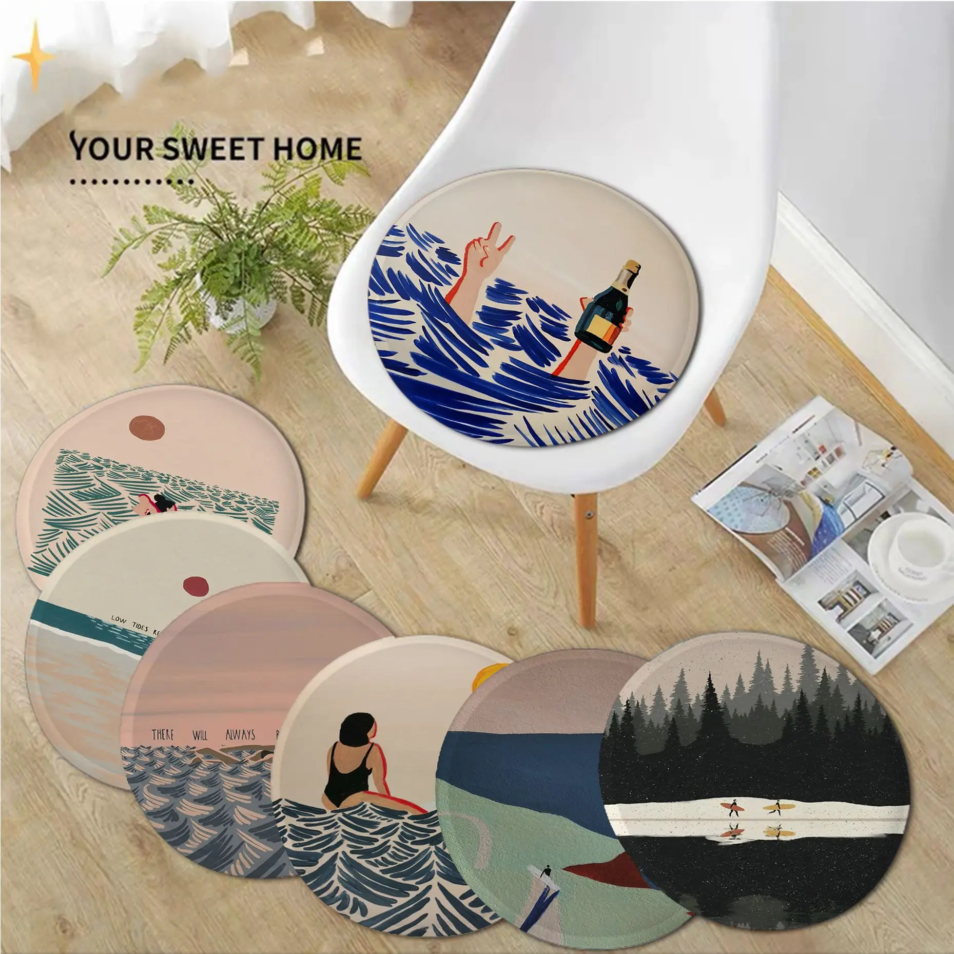 

Beach Swim Pool Abstract Art Square Chair Cushion Soft Office Car Seat Comfort Breathable 45x45cm Cushion Pads