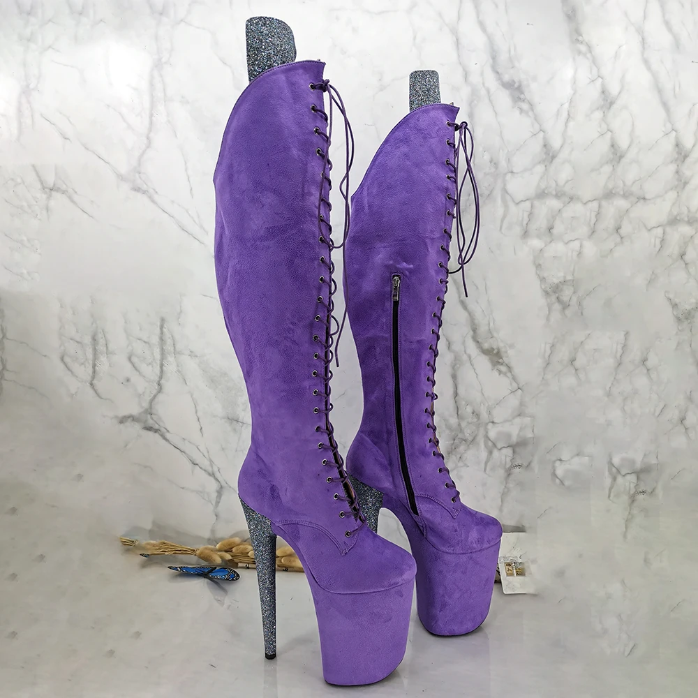 Leecabe  23CM/9inches Pole dancing shoes High Heel platform Boots closed toe Pole Dance boots