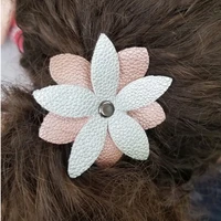 leather flower hair ties 2022 new style for her stock