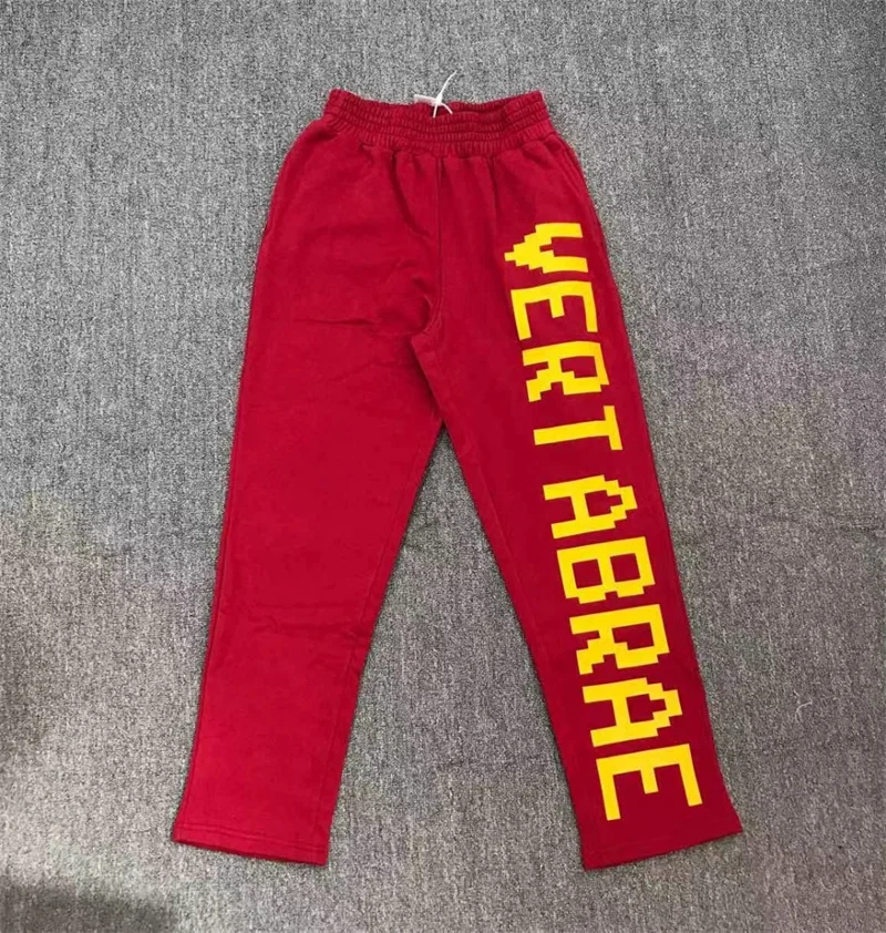 

Vertabrae 3d письмо прессованная клейкая High Street 1:1 Чистый хлопок Этикетка пара Красные эластичные талии спортивные повседневные брюки