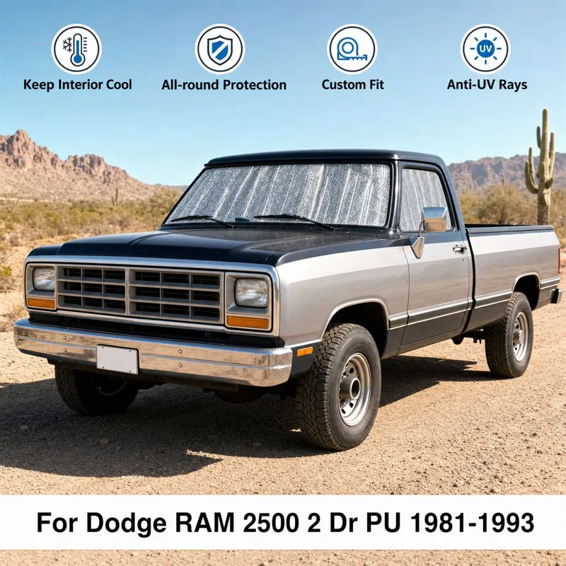 Фото Для Dodge RAM 2500 2 Dr PU 1981-1993: Полный комплект солнцезащитных шторок для окон автомобиля, блокирующих УФ-излучение, обеспечивающих конфиденциальность, теплоизоляцию, складные автомобильные шторки №1