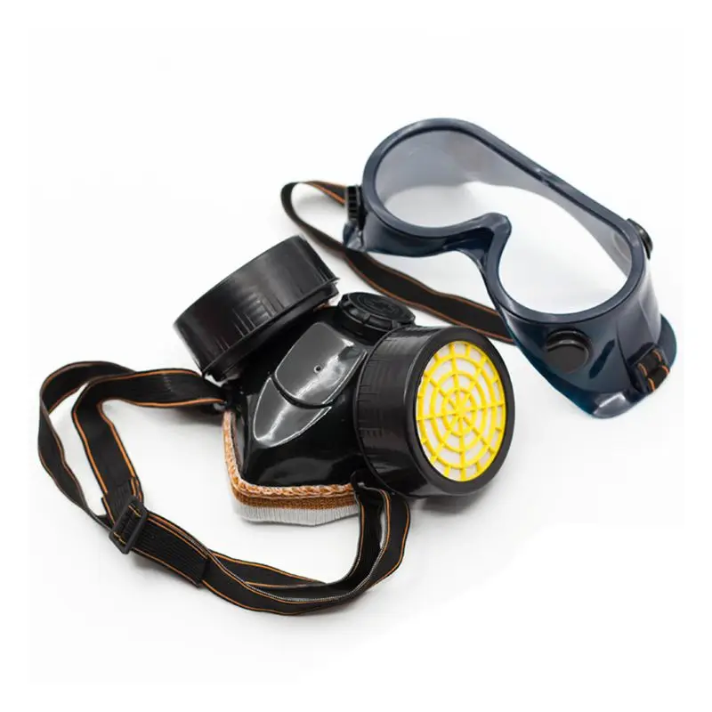 

918A Dual Pot Industrial Gas Mask Respirator Anti Dust Filtter Goggles For Spray Chemical