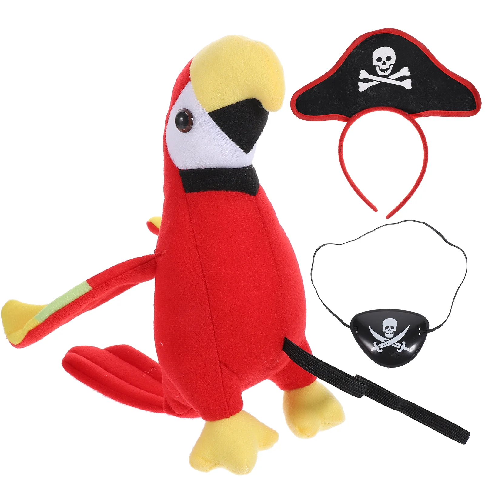 

Animal Toys Plush Bird Artificial Parrot Models Stuffed The Shoulder Pirate Pp Cotton Eye Patches Dress Up Props Child
