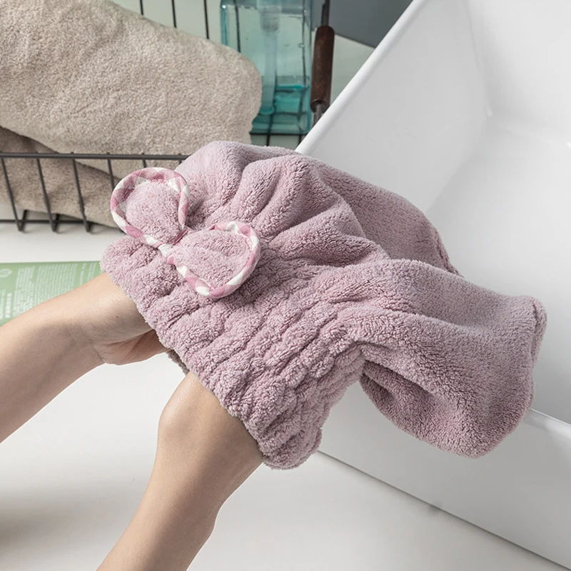 

Microfibre Quick Hair Drying Bath Towel Spa Bowknot Wrap Towel Cap Bathroom Accessories Bonnets for Women Designer Shower Cap