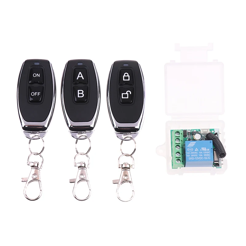 

1set RF Transmitter 433 Mhz Remote Controls with Wireless Remote Control Switch DC 12V 1CH relay Receiver Module