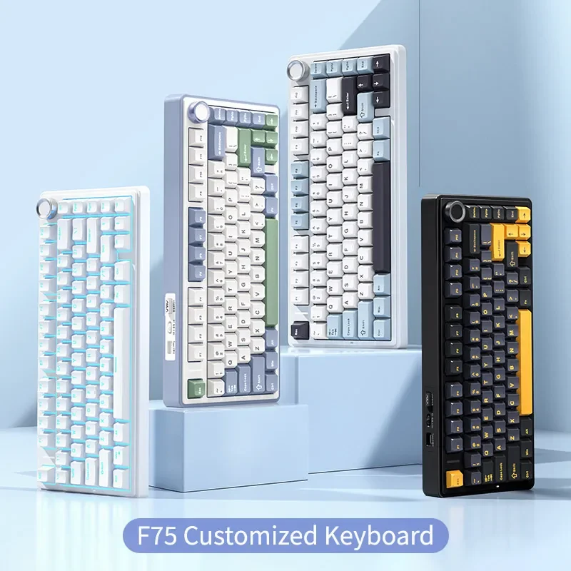 

F75 Customized Mechanical Keyboard Gasket Structure Full Key Hot Swap Wireless Three-mode Bluetooth Esports Game Keyboard Gift