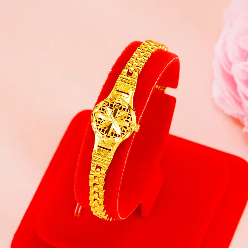 

24K gold Watch shape Charm Bracelets for Women New Trendy Elegant sunflower Bracelet Couples Jewelry Christmas Gifts