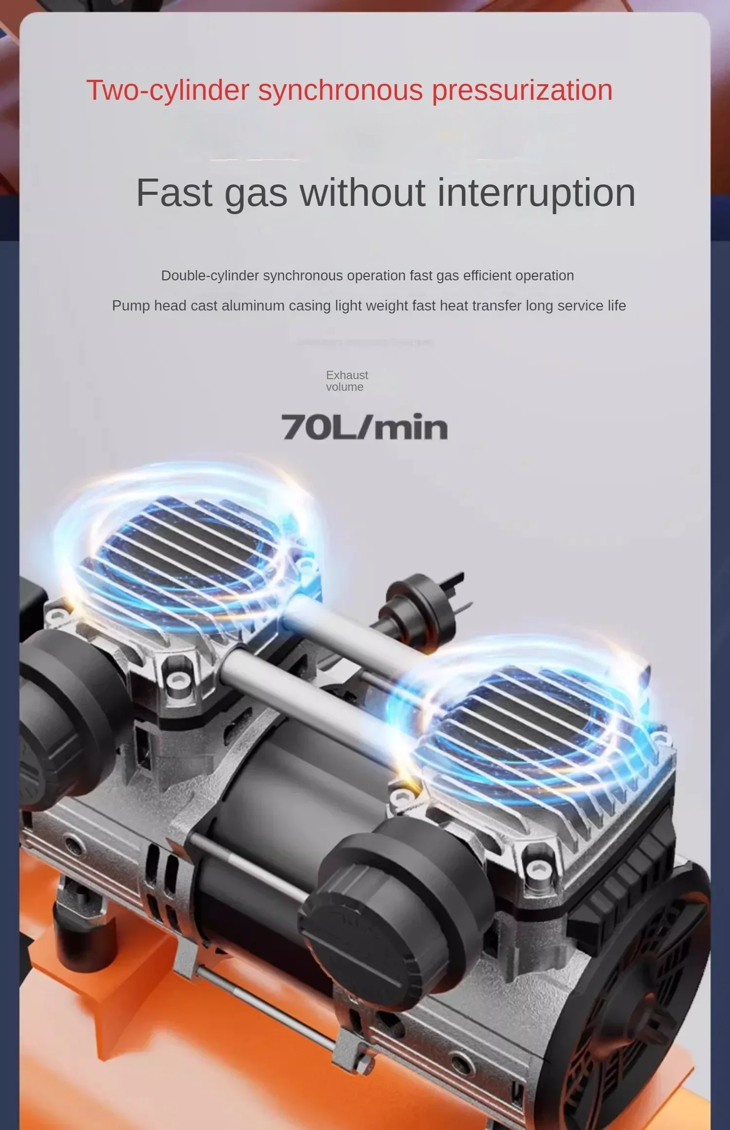 Портативный воздушный компрессор 220 В мини-бесшумный бесшумный