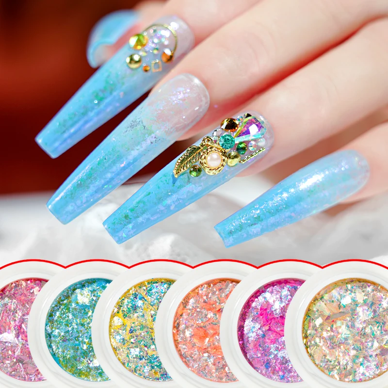 

6Jar Mermaid Opal YunJin Powder Nail Glitter Aurora Flakes Nail Design Manicure Mirror Neon Pigment Cloud Brocade Powder Powder