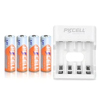 4pcs pkcell 1 6v aa 2250mwhrs to 2500mwh batteries nizn aa rechargeable battery packed with ni zn battery charger euus plug