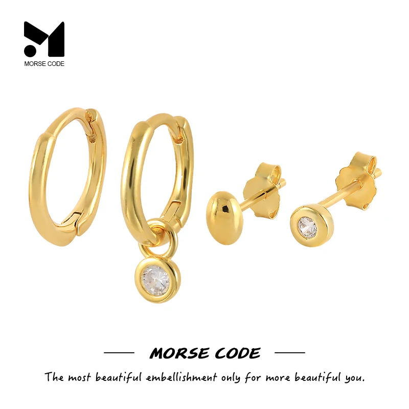 

MC 4PCS/Set 18k Gold Color Mini Zircon Glossy Circle Hoops Earrings For Women Girl Piercing Stud Earring Jewelry Gift Pendientes