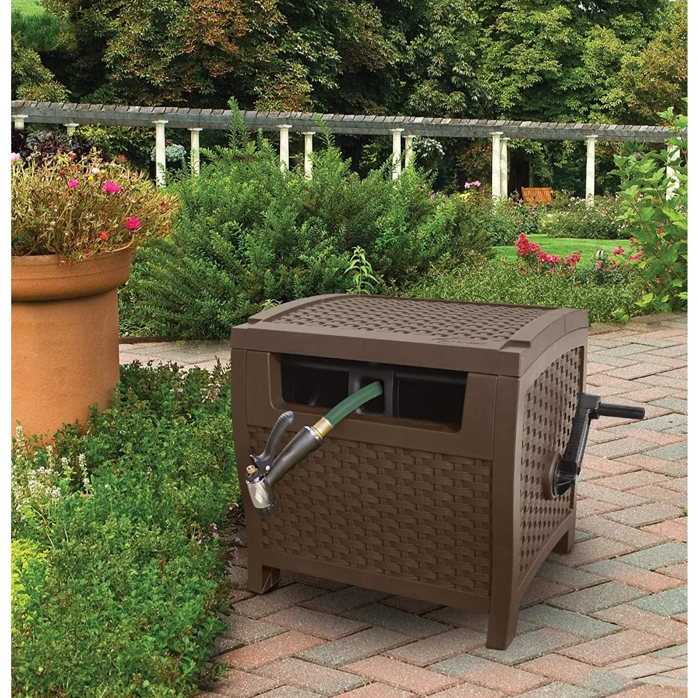 

Wicker Style Resin Hose Hideaway with Hose Guide, Java, 175 Feet