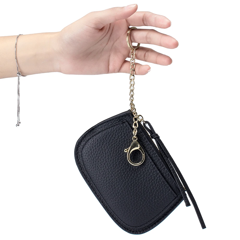 Small change purse female leather mini key chain zipper ins integrated South Korea thin soft zero coin purse tide