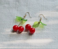handmade cherry earrings gold cherry earrings berries earrings dangle earrings