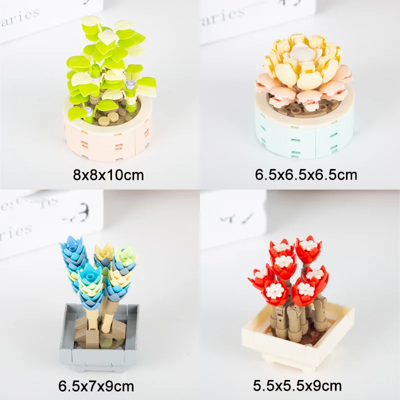 Набор строительных блоков букет цветов кирпичная игрушка для детей миниатюрные