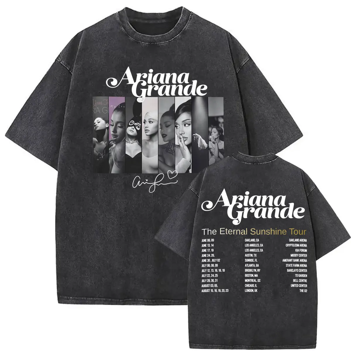 Фото Футболки Ariana Grande Eternal Sunshine Tour 2026 с эффектом потертости, унисекс, в готическом винтажном стиле, повседневные свободные хлопковые футболки №4