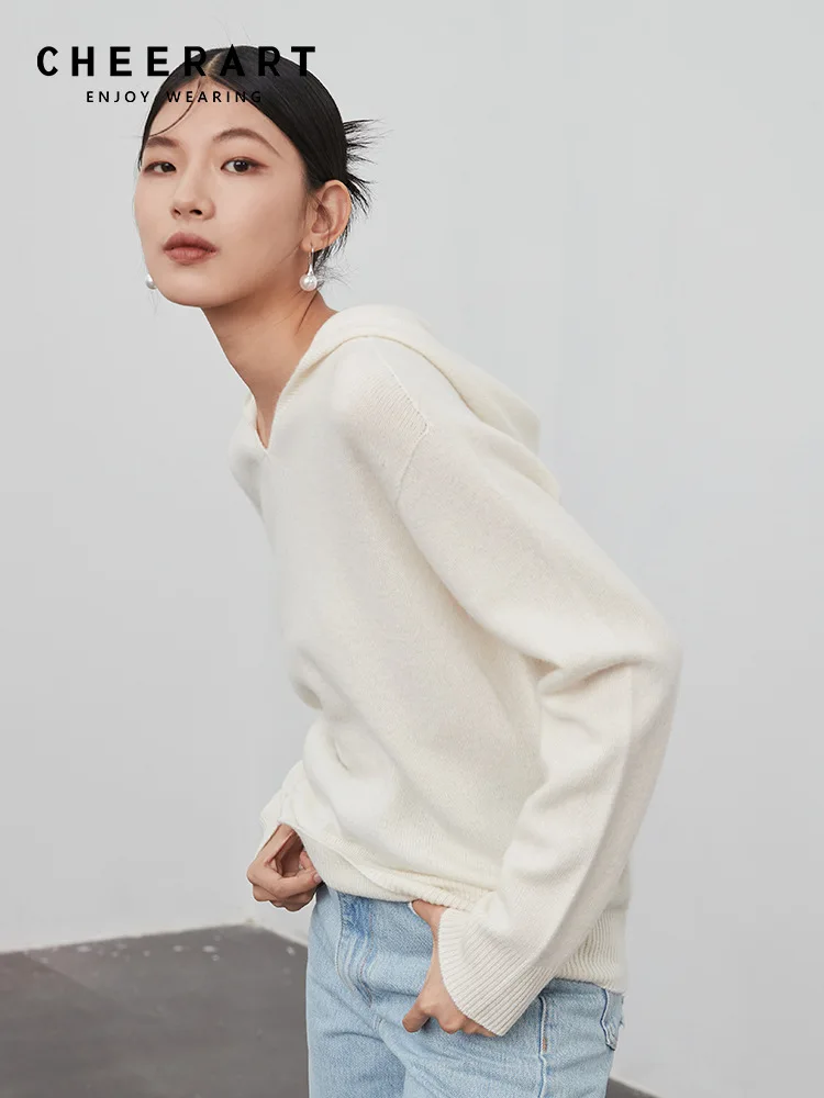 CHEERART 100% Merino Wool Essentials Hoodies Women Pullover Sweatshirts Long Sleeve Tracksuits Autumn Winter Designer Hoodie