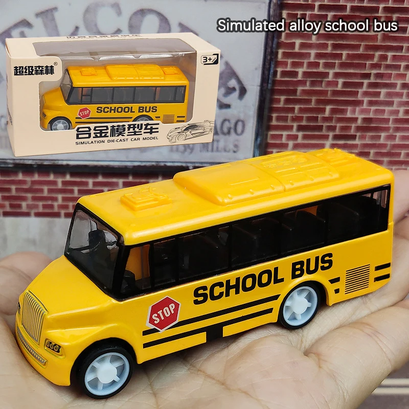 Simulation Interesting School Bus With Pull-Back Die Cast Toy For Over 3 Years Old Kids Toddlers Cool Modeling Toys Kids Gifts