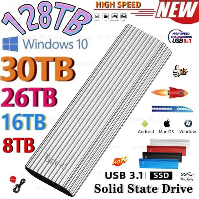 

Original High-speed 256TB SSD 4TB 2TB Portable External Solid State Hard Drive USB3.1 Interface Mobile Hard Drive for Laptop ps4