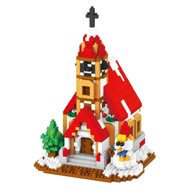 

7 Styles Mini Building Block DIY Christmas Kit Decoration Christmas Old Man Sleigh Elk Children Toy Gift Miniatures Kids Adult