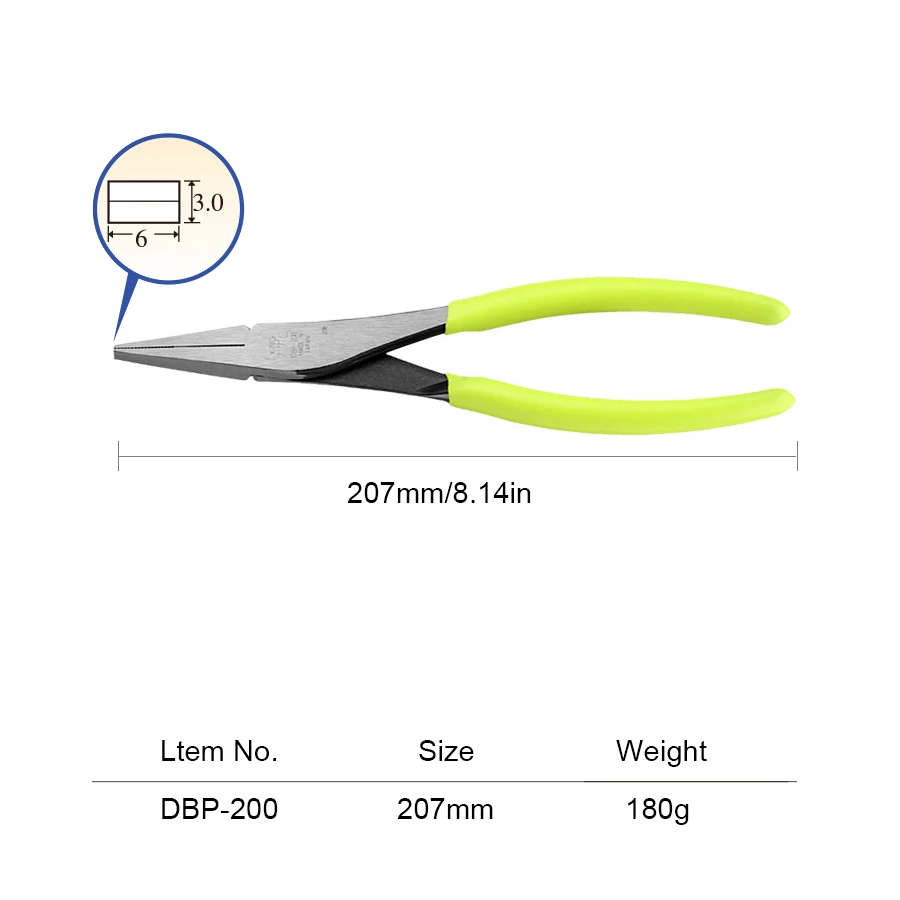 

TSUNODA 8-дюймовые плоскогубцы | Щипцы для утиных челюстей с удлиненным носом, предназначенные для трудно вычислих мест NO.DBP-200