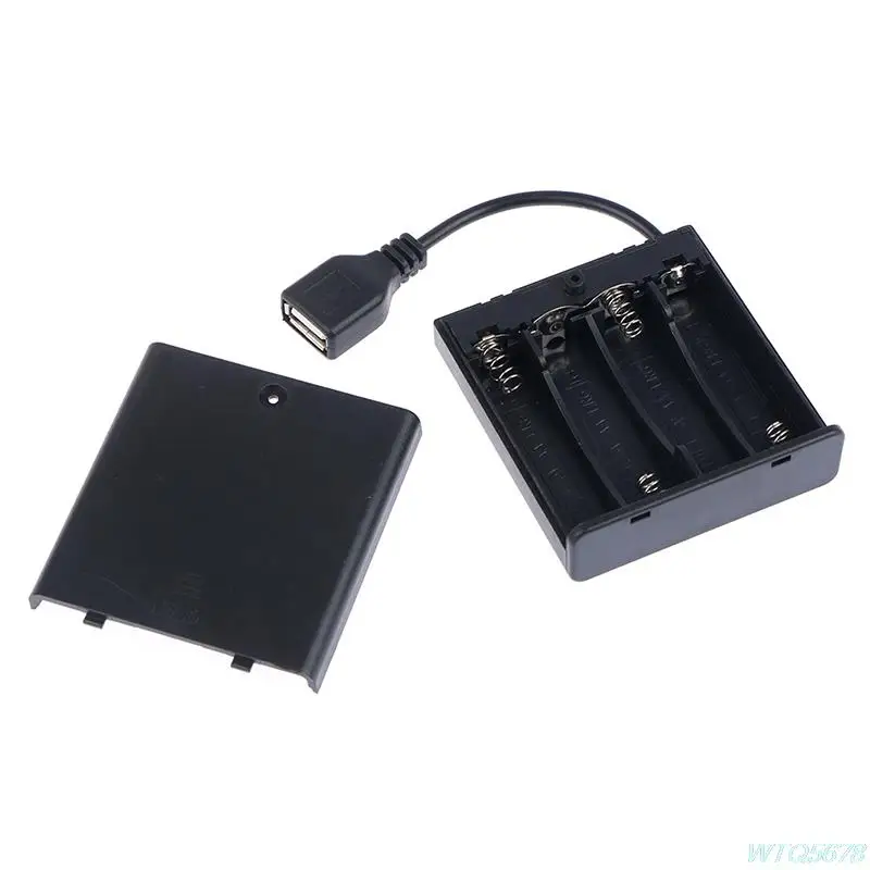

4 X AA USB Battery Box for 5V LED Strip Lights USB Mini Power Supply