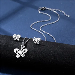 Image for Trendy Butterfly Necklace Stud Earrings Set Chain  