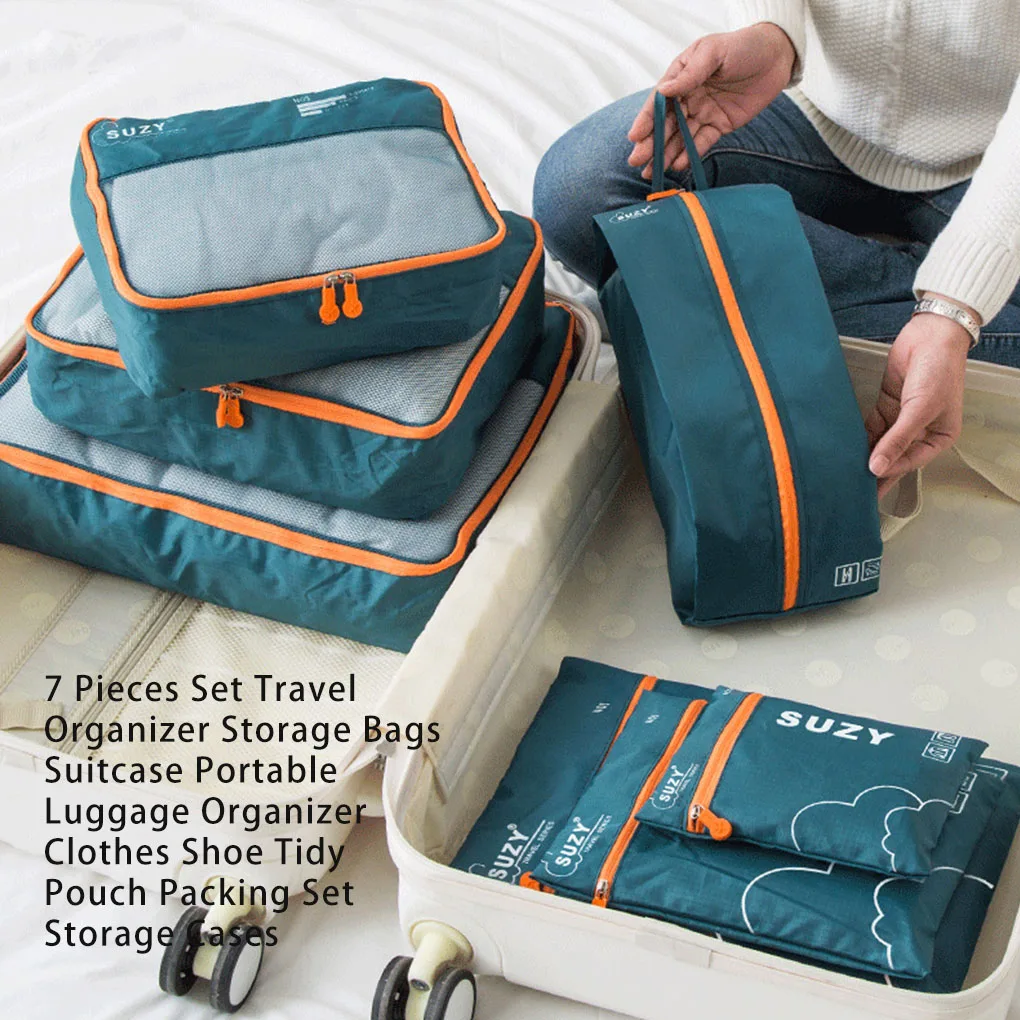 

7 Pieces Travel Storage Bag Packing Organizer Portable Holder Cosmetics