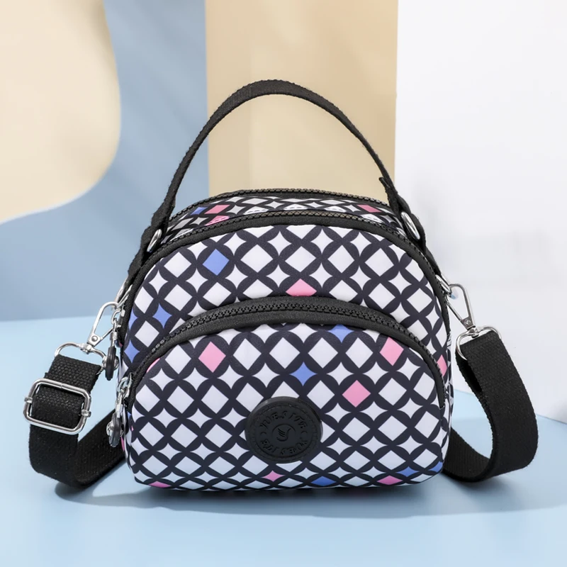 Small Oxford Handbag Fashion Shoulder Bags for Ladies Waterproof Multi Pocket Crossbody Bags Women Round Mobile Phone Bag Cloth
