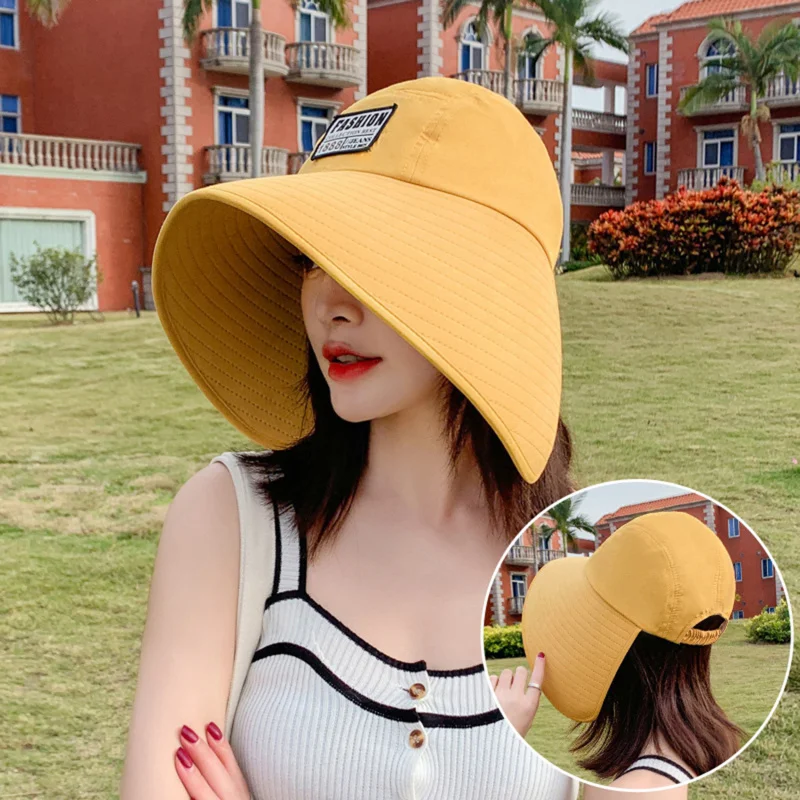 

Шляпа женская летняя с защитой от УФ-лучей, модная солнцезащитная Кепка с большими полями, Пляжный головной убор с козырьком для путешествий