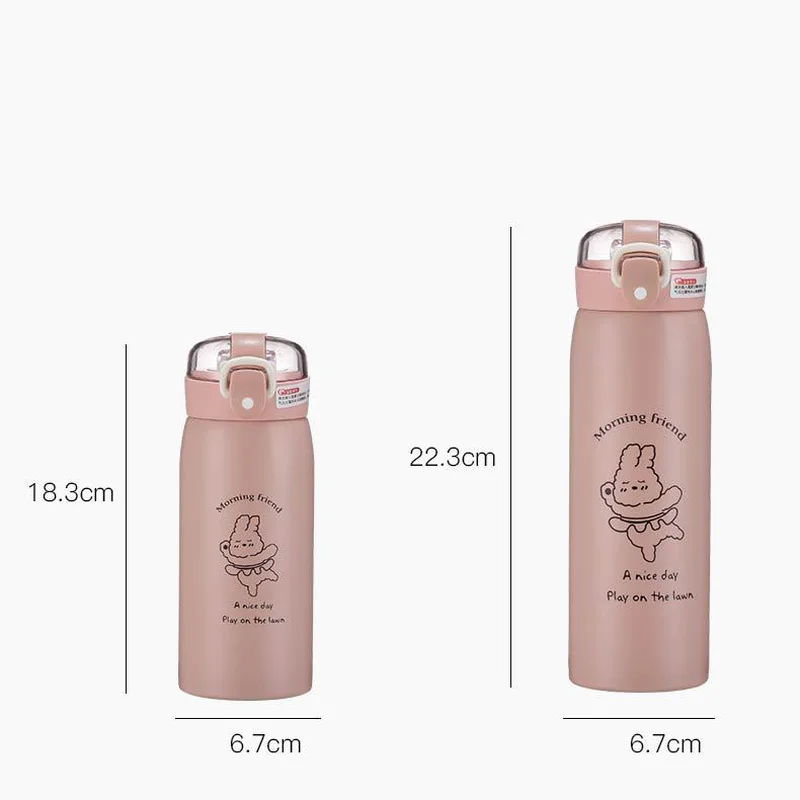Cute Water Bottle Cartoons Stainless Steel Vacuum Flask Coffee Tea Milk Travel Straw Cup Bear Water Bottle Insulated Thermos images - 6